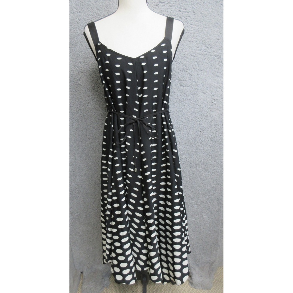 Jessica Simpson Polka Dot Maternity Dress Women M Black White Belted Flowy Vacay
